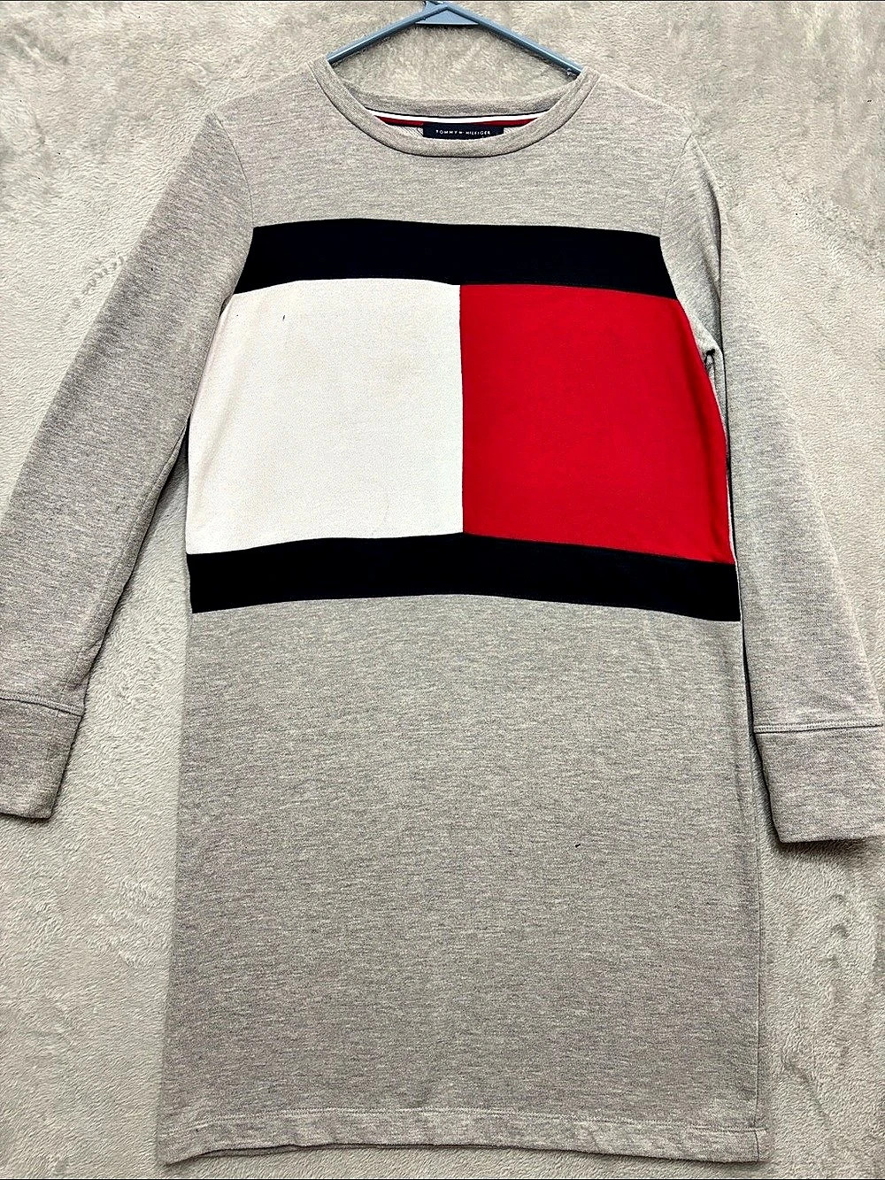 Tommy Hilfiger Color Block Mini Dress in Gray & Red Size Medium